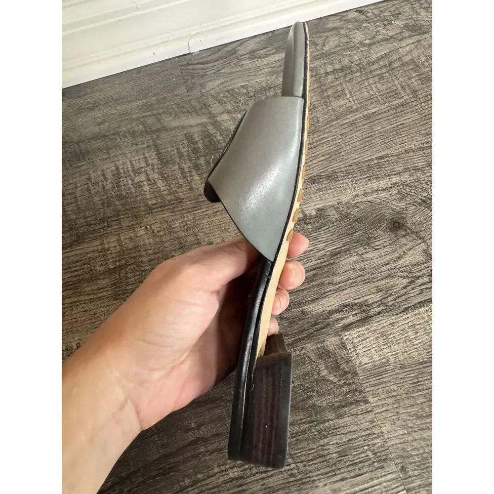 Tory Burch Womens Bombe Miller Slide Sandal Calf Leather Grey Size 7M - Picture 12 of 13